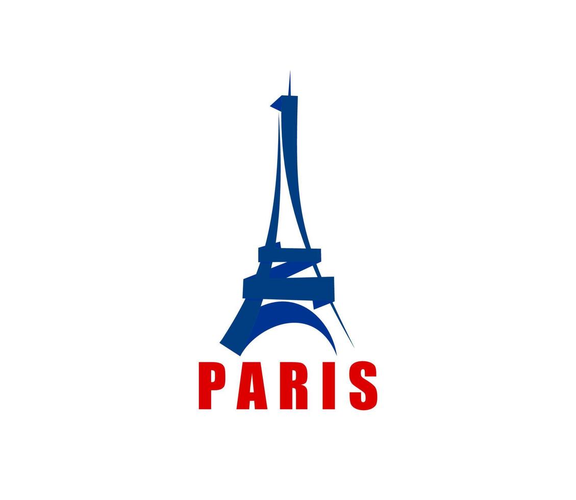 Paris Eiffel tower icon, France travel landmark vector