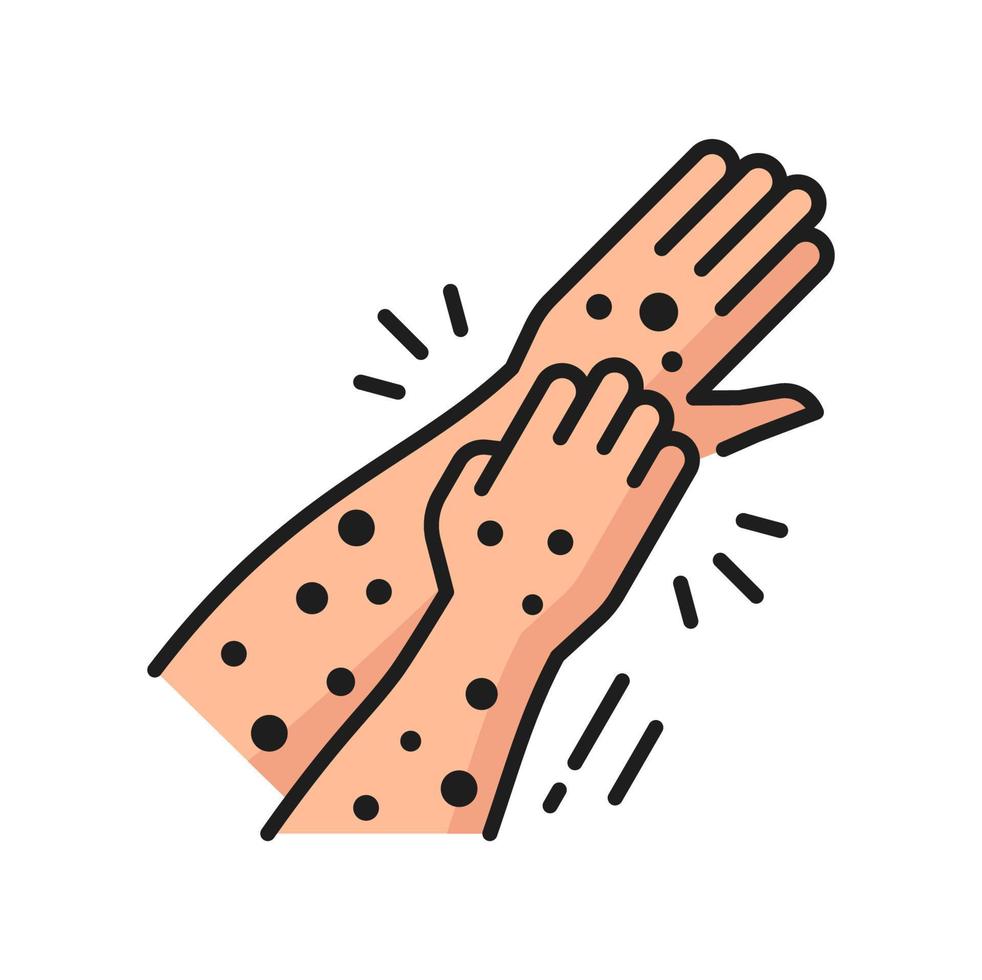 Allergy itching symptom color outline icon vector