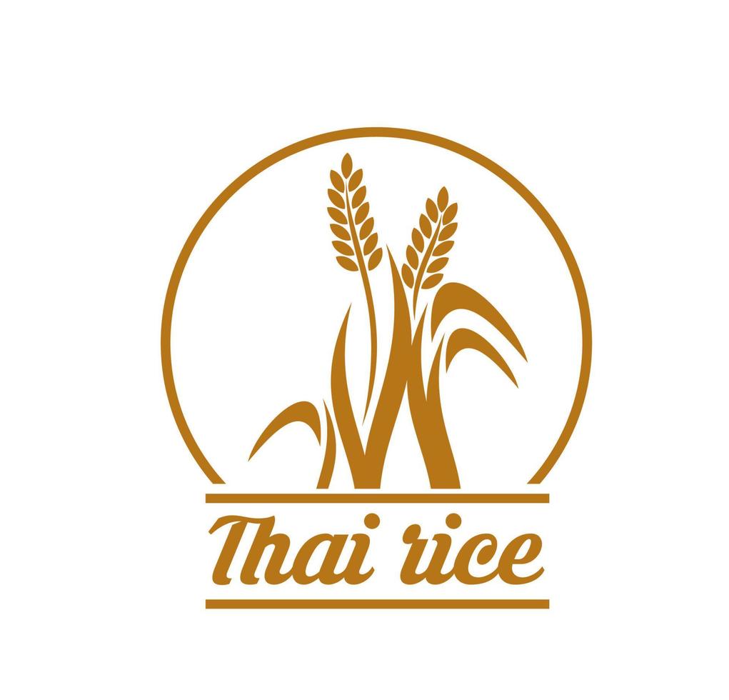 Thai rice icon for organic food package symbol vector