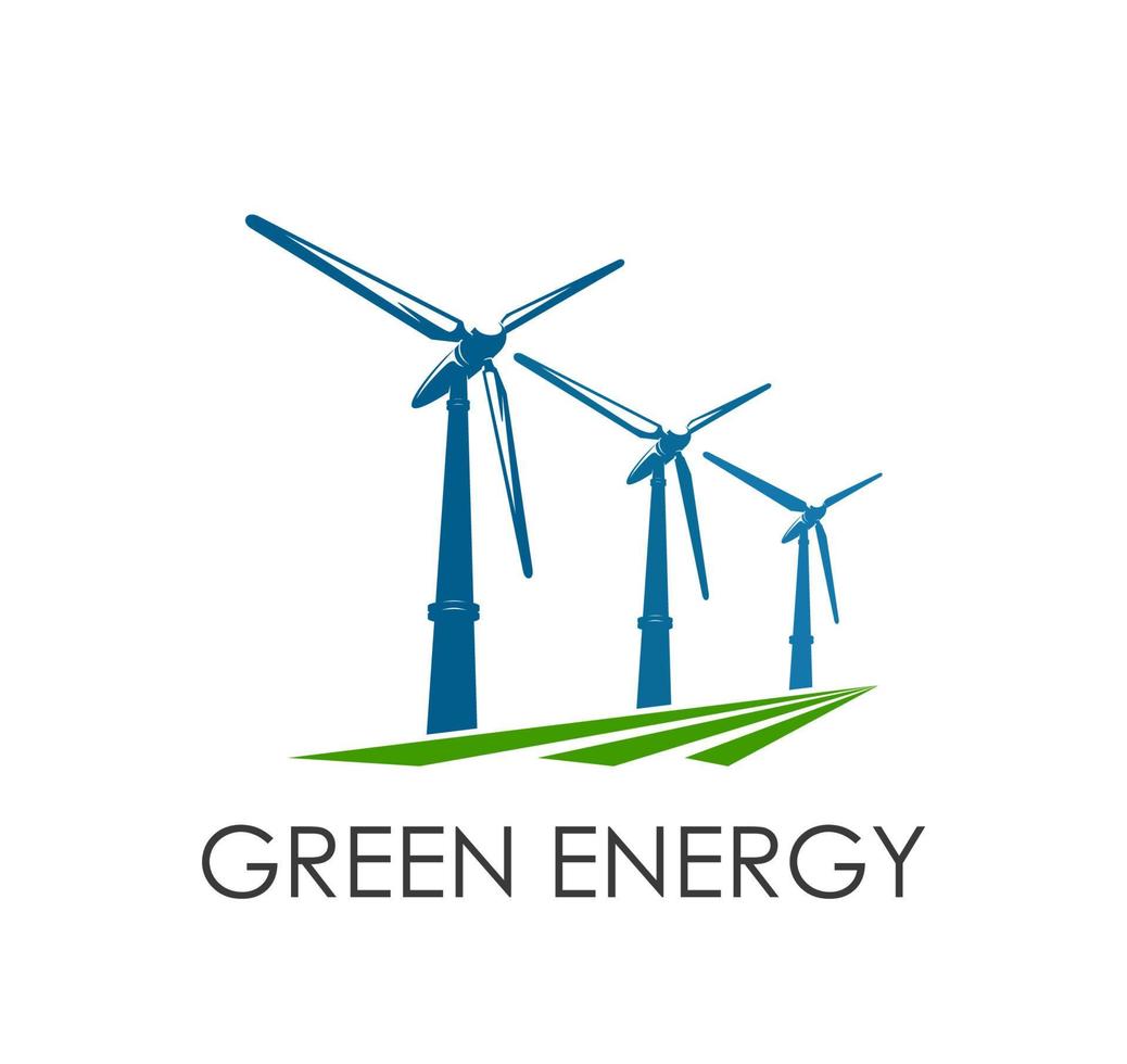 Wind turbine green clean energy icon vector emblem