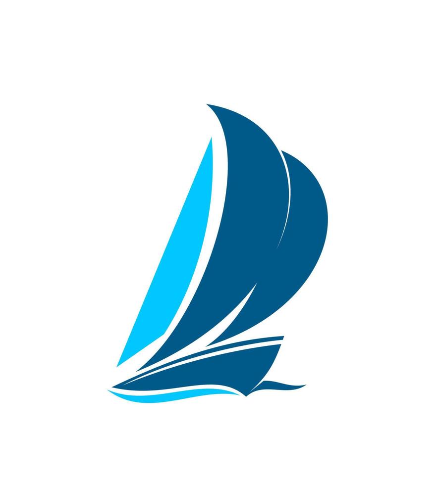 Yacht on sails icon, boat sailboat, marine regatta vector
