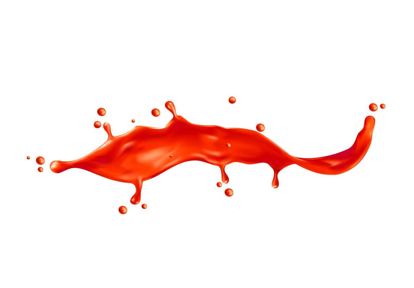 Tomato ketchup sauce wave flow splash with drops vector