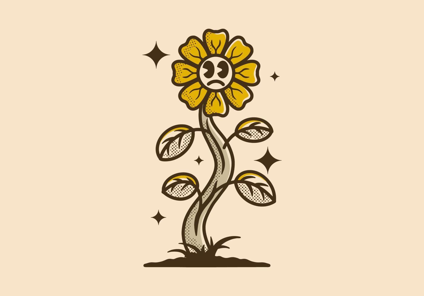 Mascot character design of sun flower plant vector