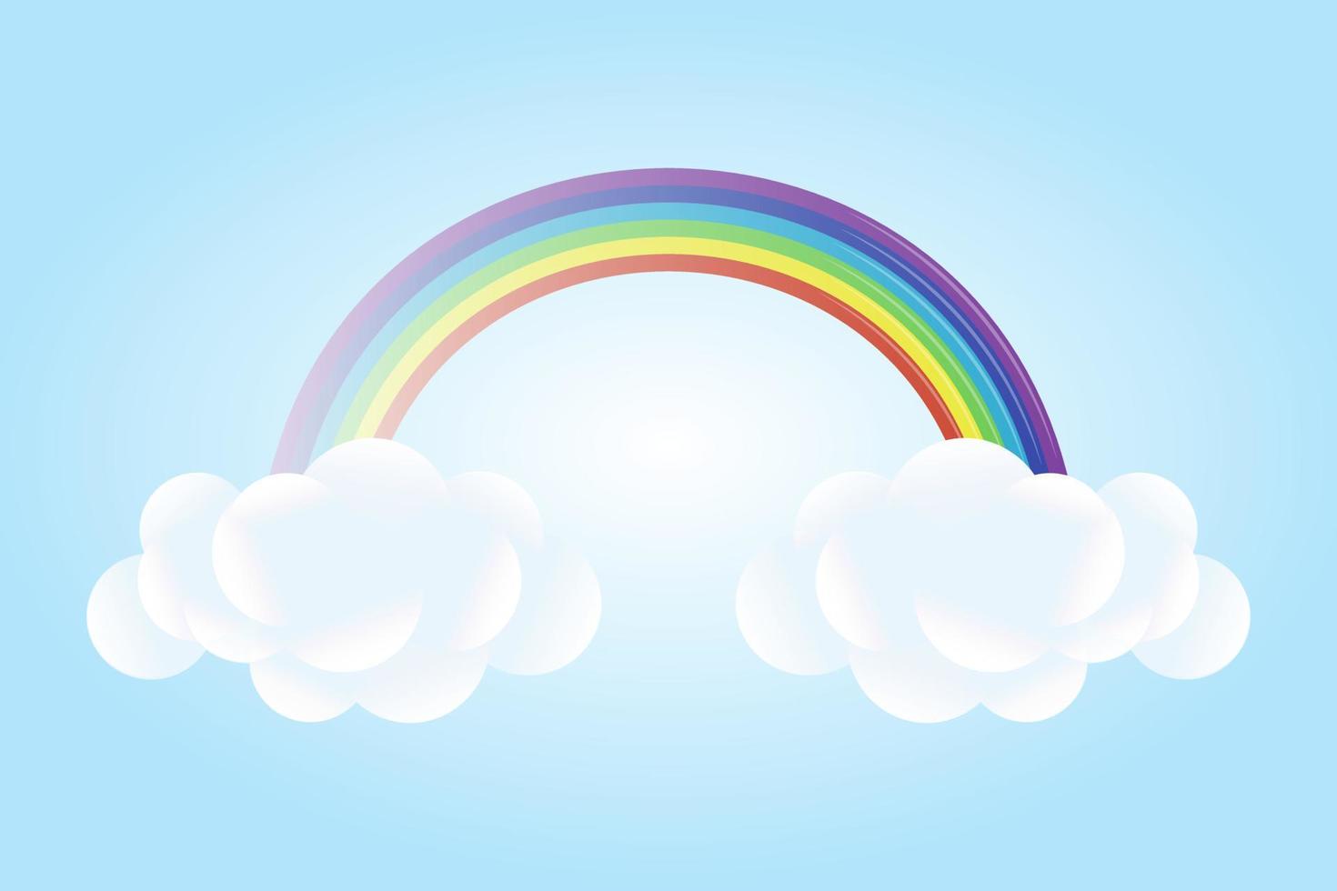 3d baby shower, rainbow with clouds and stars on a pale blue background, childish design in pastel colors. Background, illustration, vector. vector