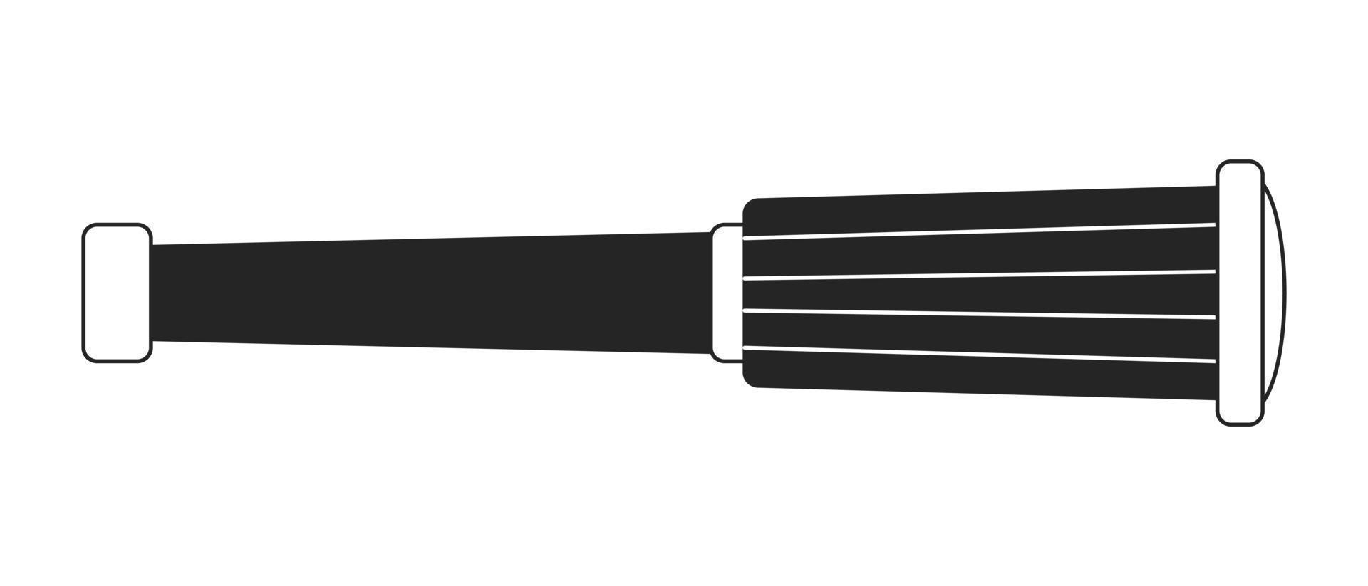 Mano monóculo telescopio plano línea negro blanco vector objeto. aumento herramienta. editable dibujos animados estilo icono. sencillo aislado contorno Mancha ilustración para web gráfico diseño y animación