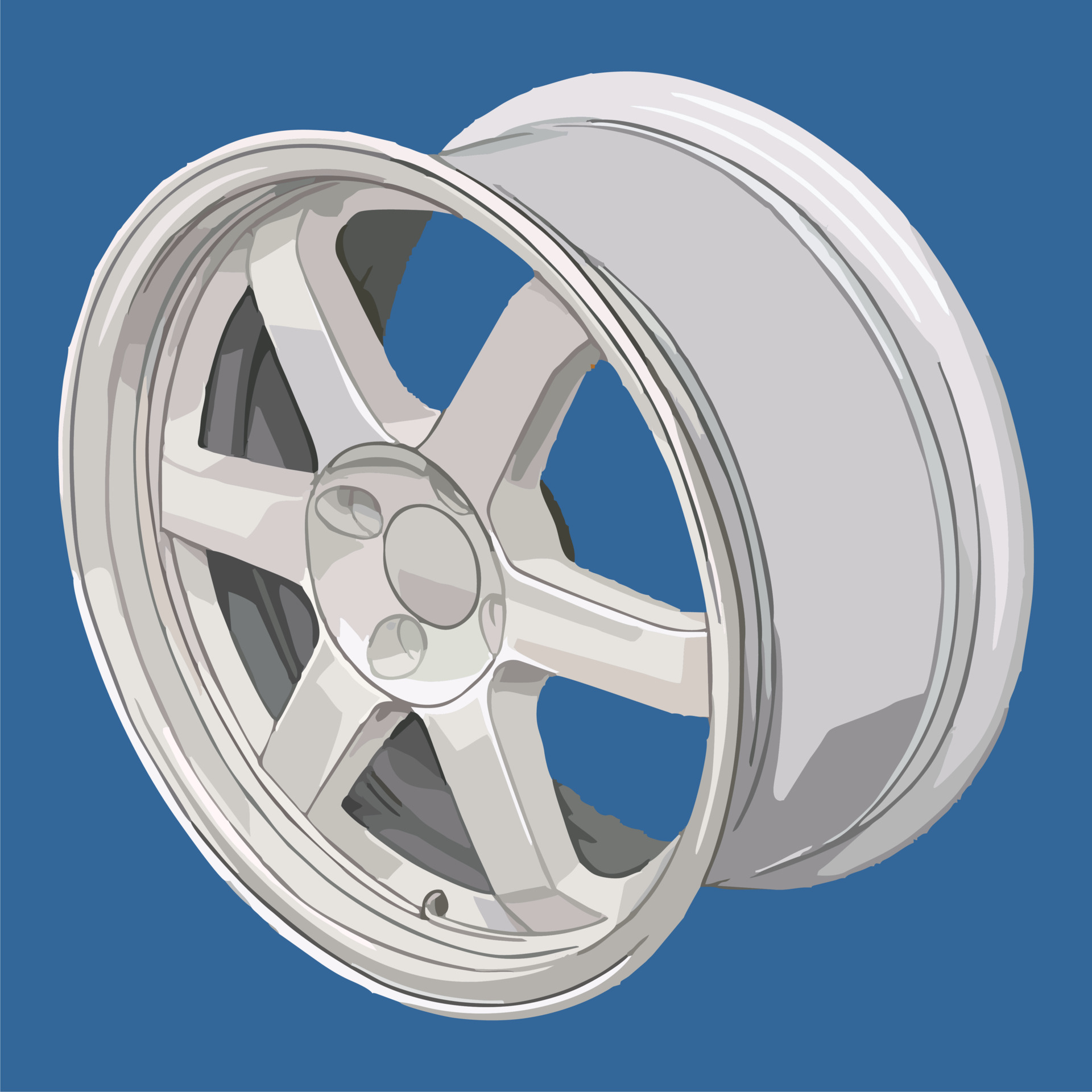Car wheel and rims. Vector illustration, wheels gold silver black, Car