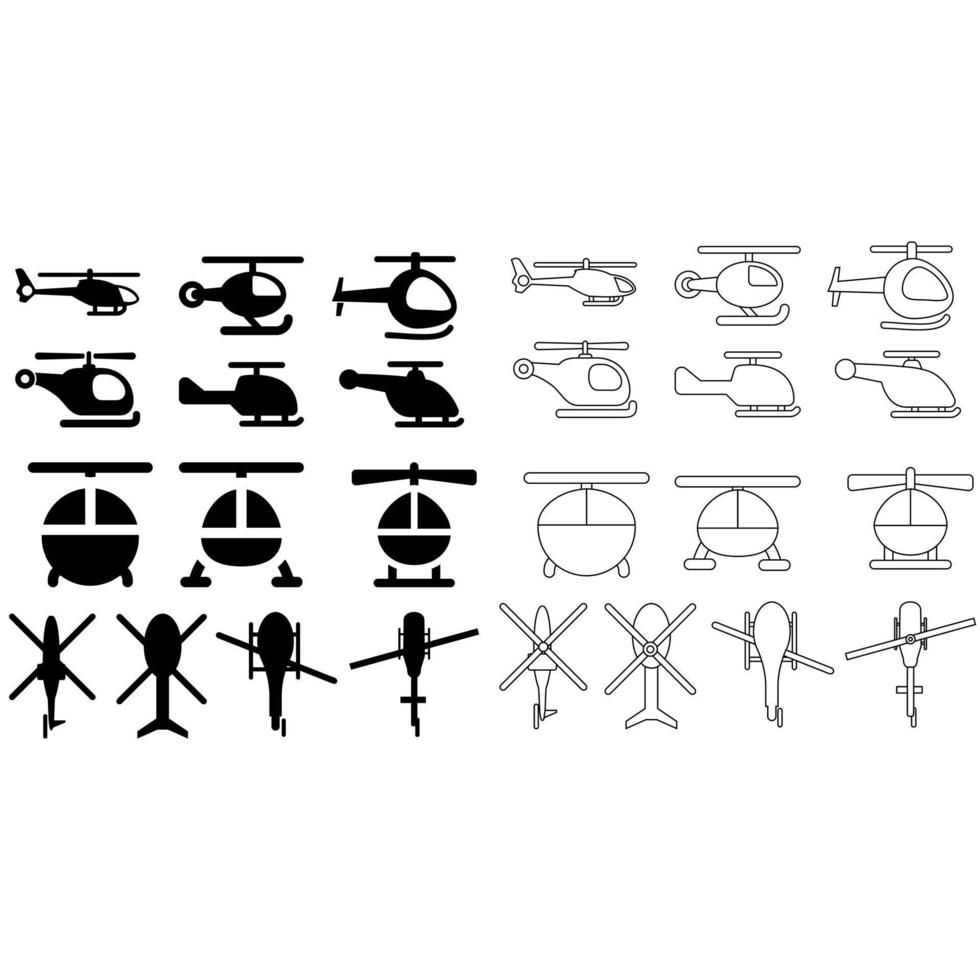 Helicopter vector icon set. aircraft illustration sign collection. fly symbol. airline logo isolated on white background.