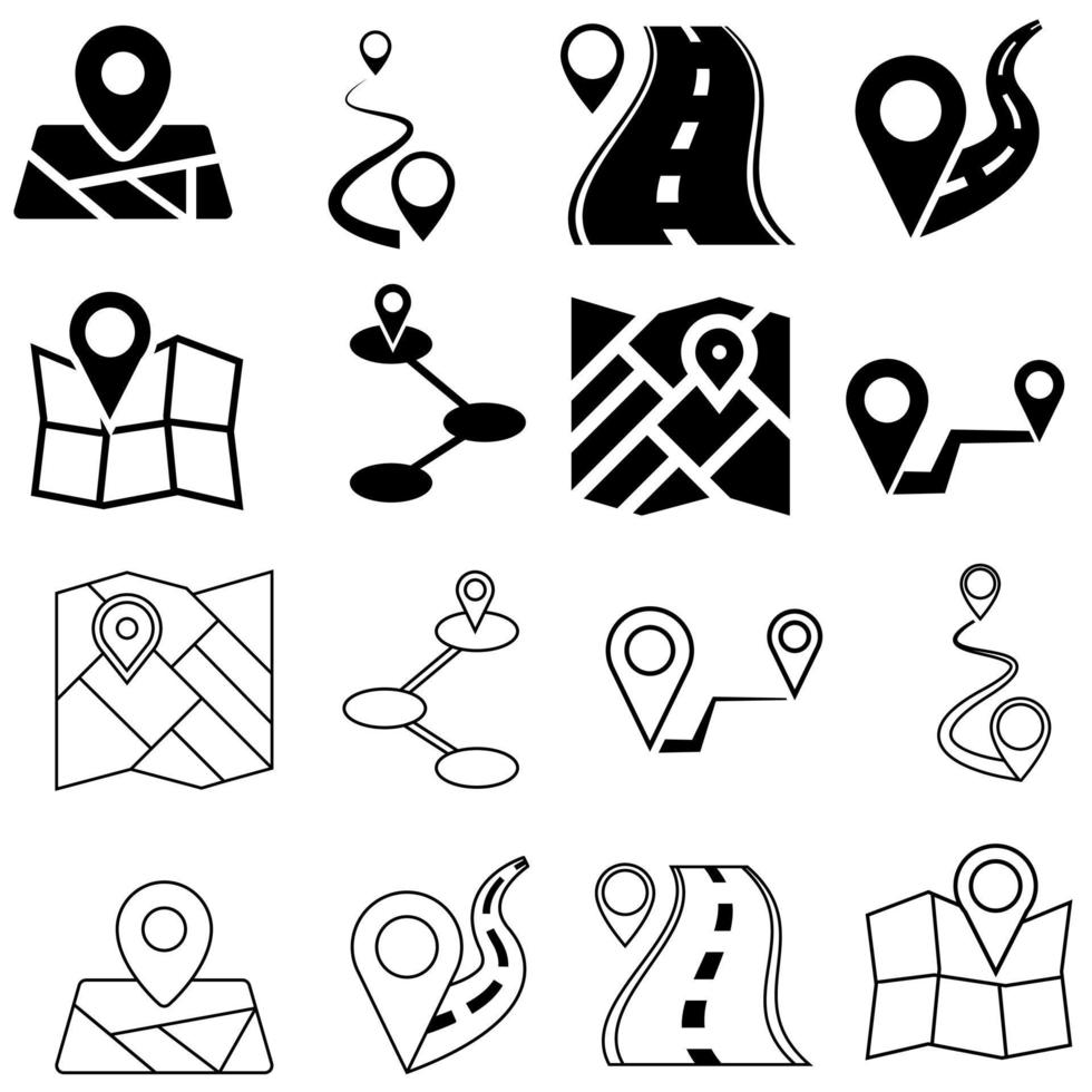 Route Icon vector set. road illustration sign collection. journey symbol. navigation logo.