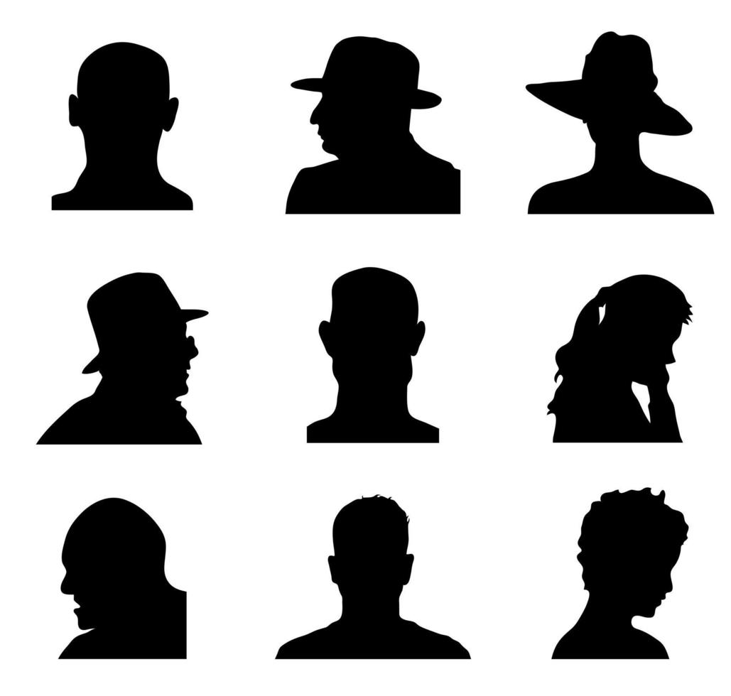 A set of face silhouettes vector