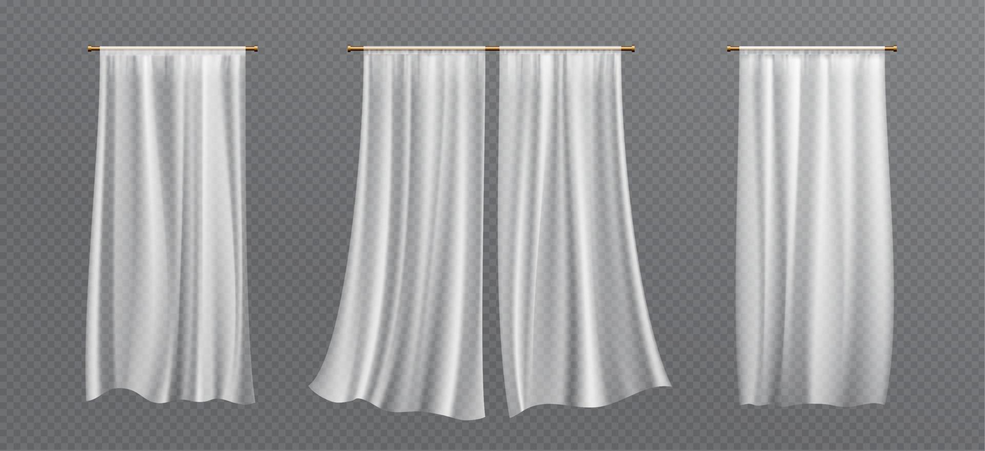 Realistic set of white curtains vector