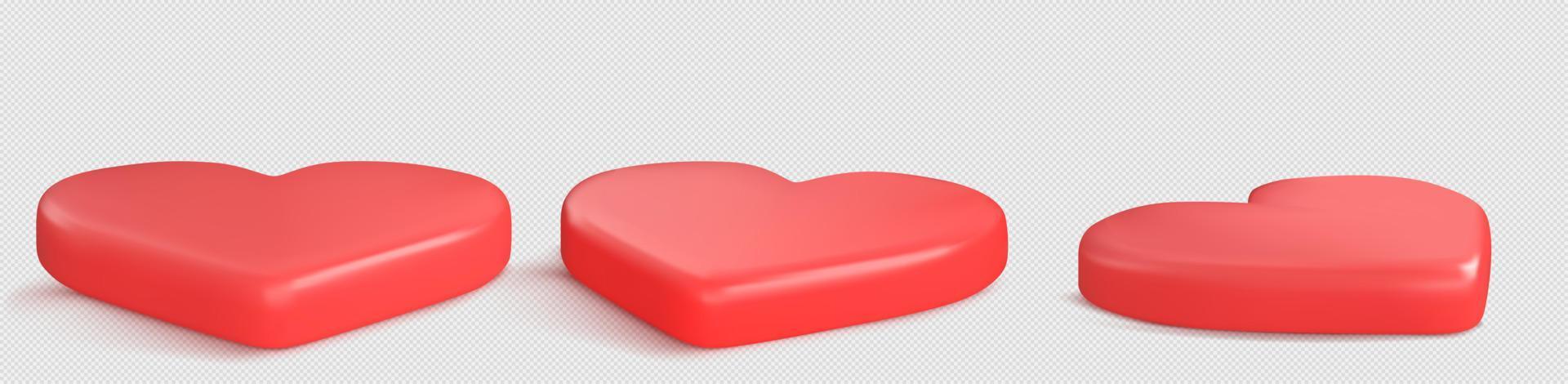 3d red heart podium set vector