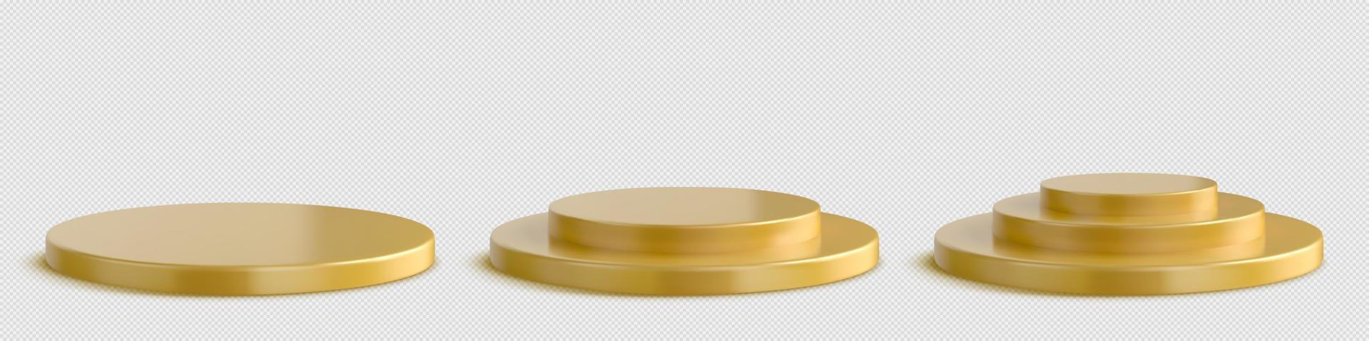 3d isolated gold podium set, vector pedestal pack