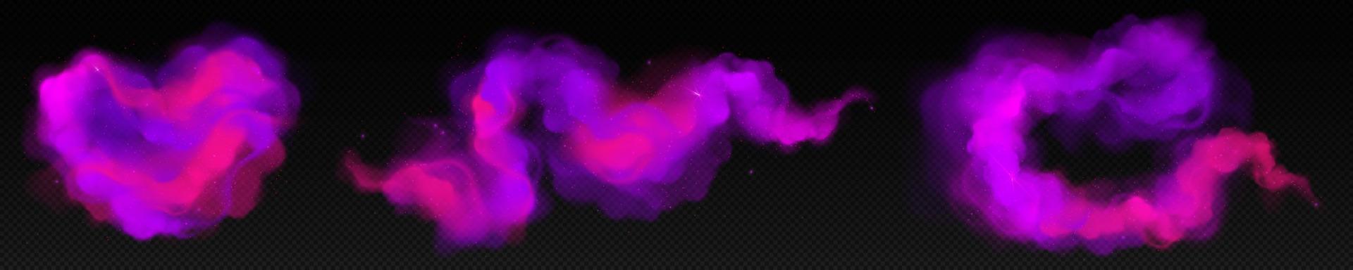 Magic purple powder and smoke cloud vector effect