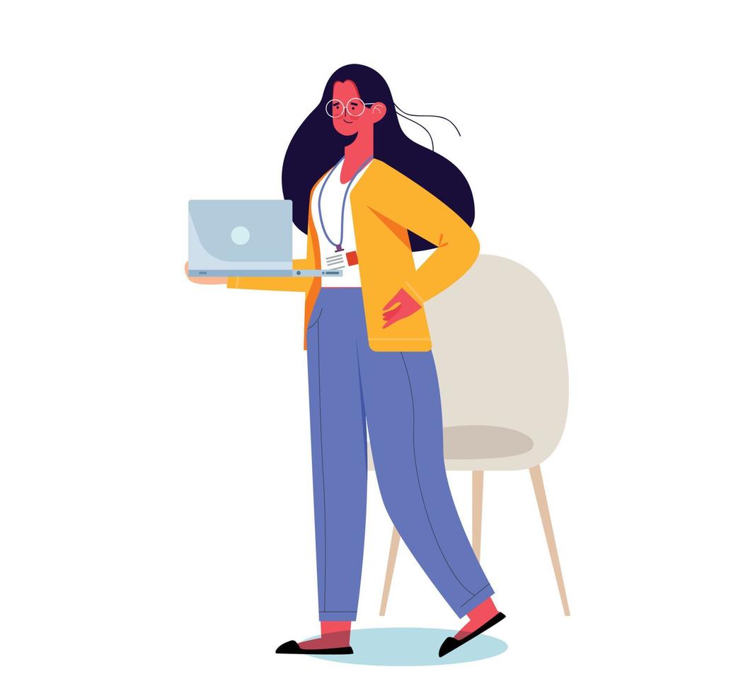 Girl With Laptop vector
