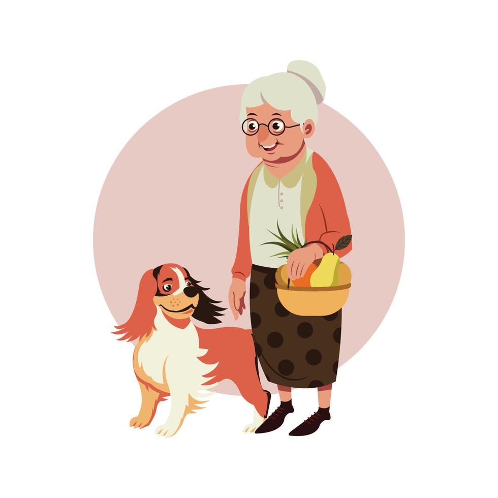 Grandmother with Dog vector