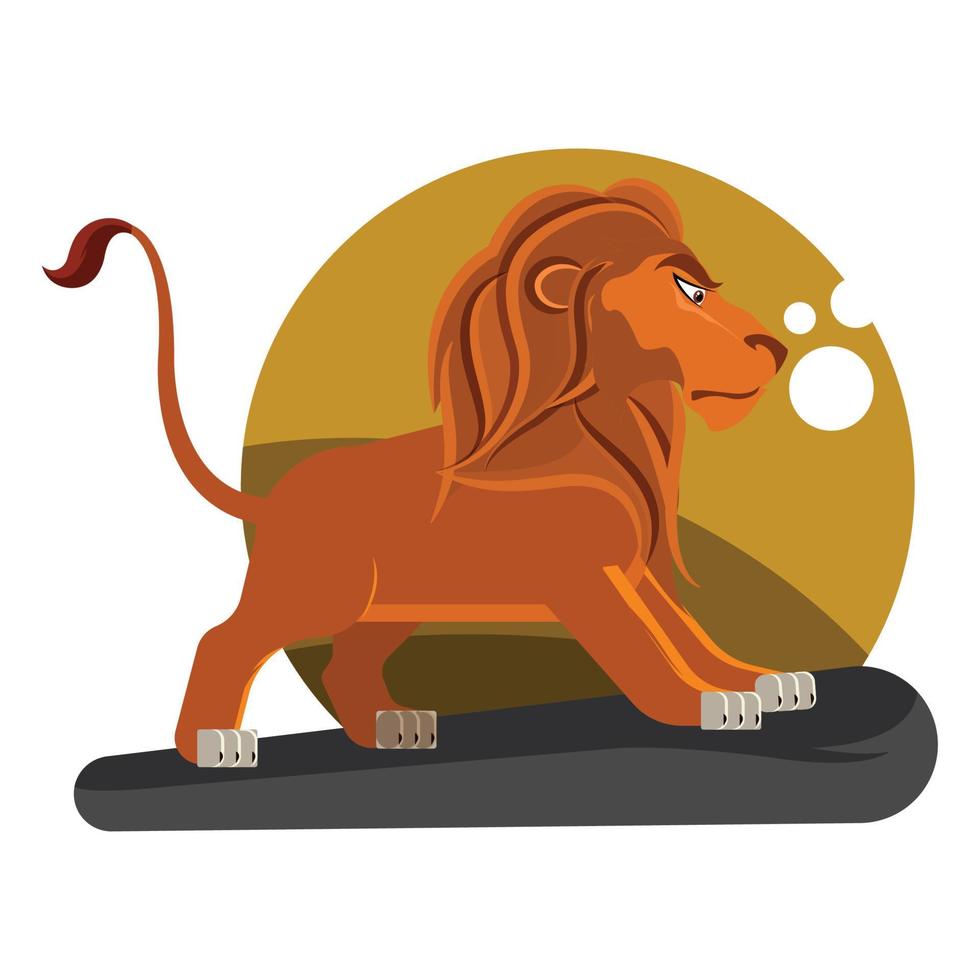 Lion walking alone vector