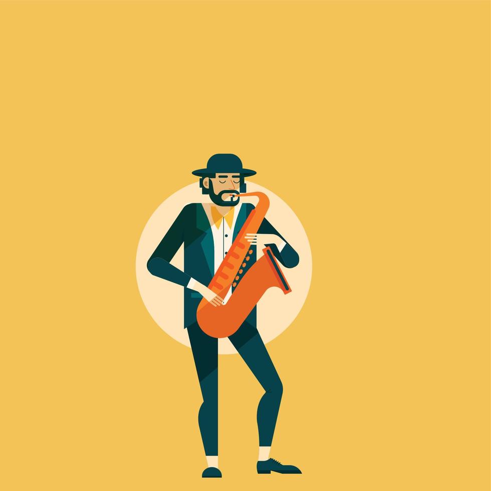 Men with music instrumental vector