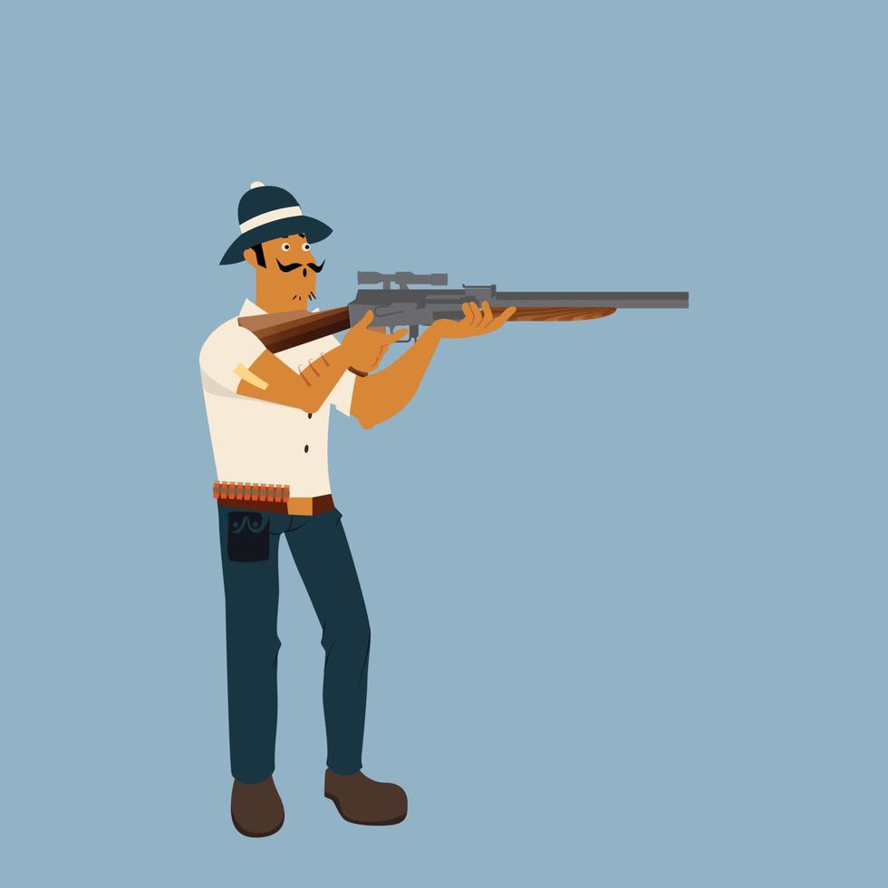 Hunting with gun vector