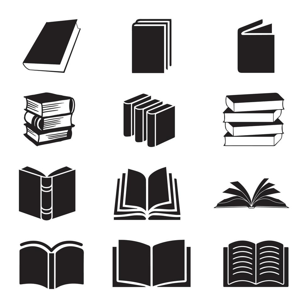 set of books silhouette vector