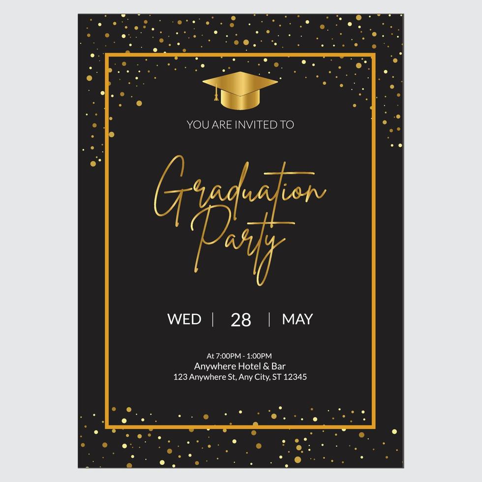 luxury graduation party poster invitation  with graduation cap hat vector template