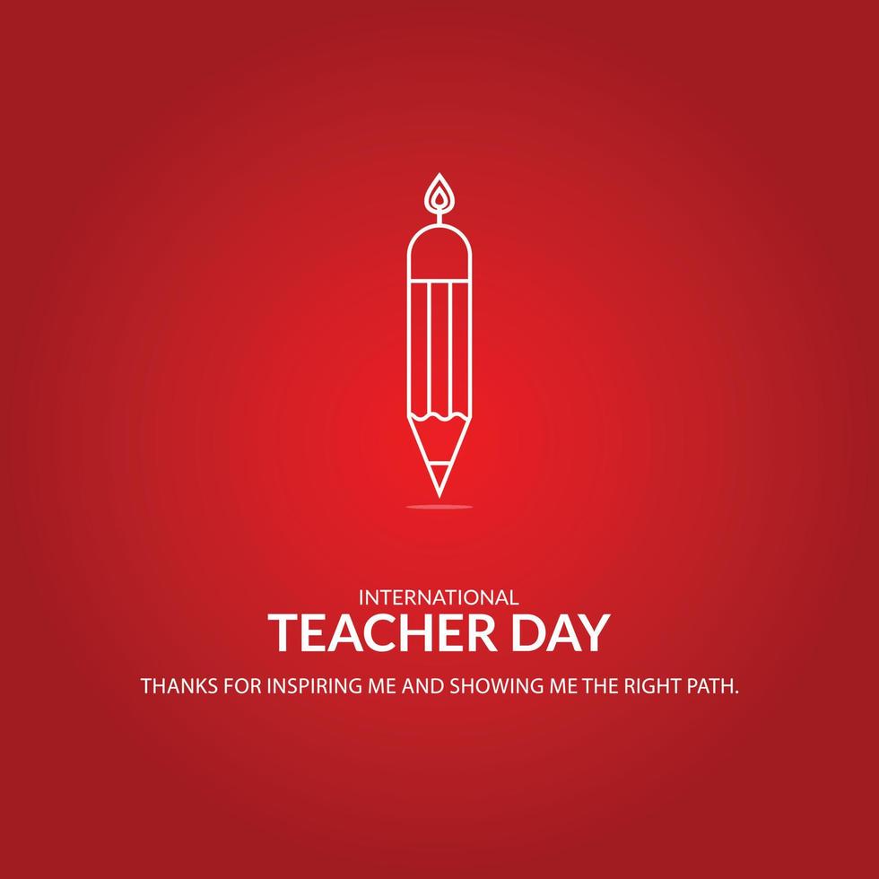 teacher day with pencil and lantern vector