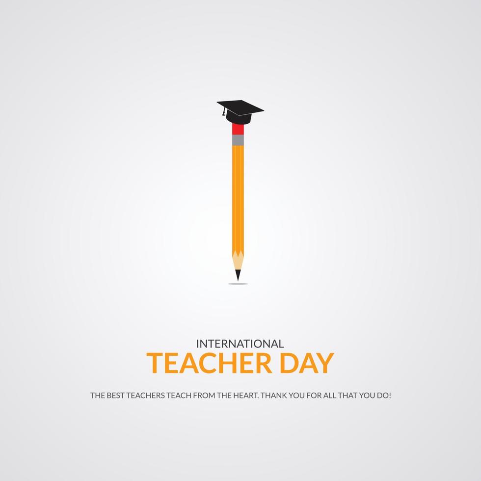 Happy Teacher's Day with pencil and mortarboard vector