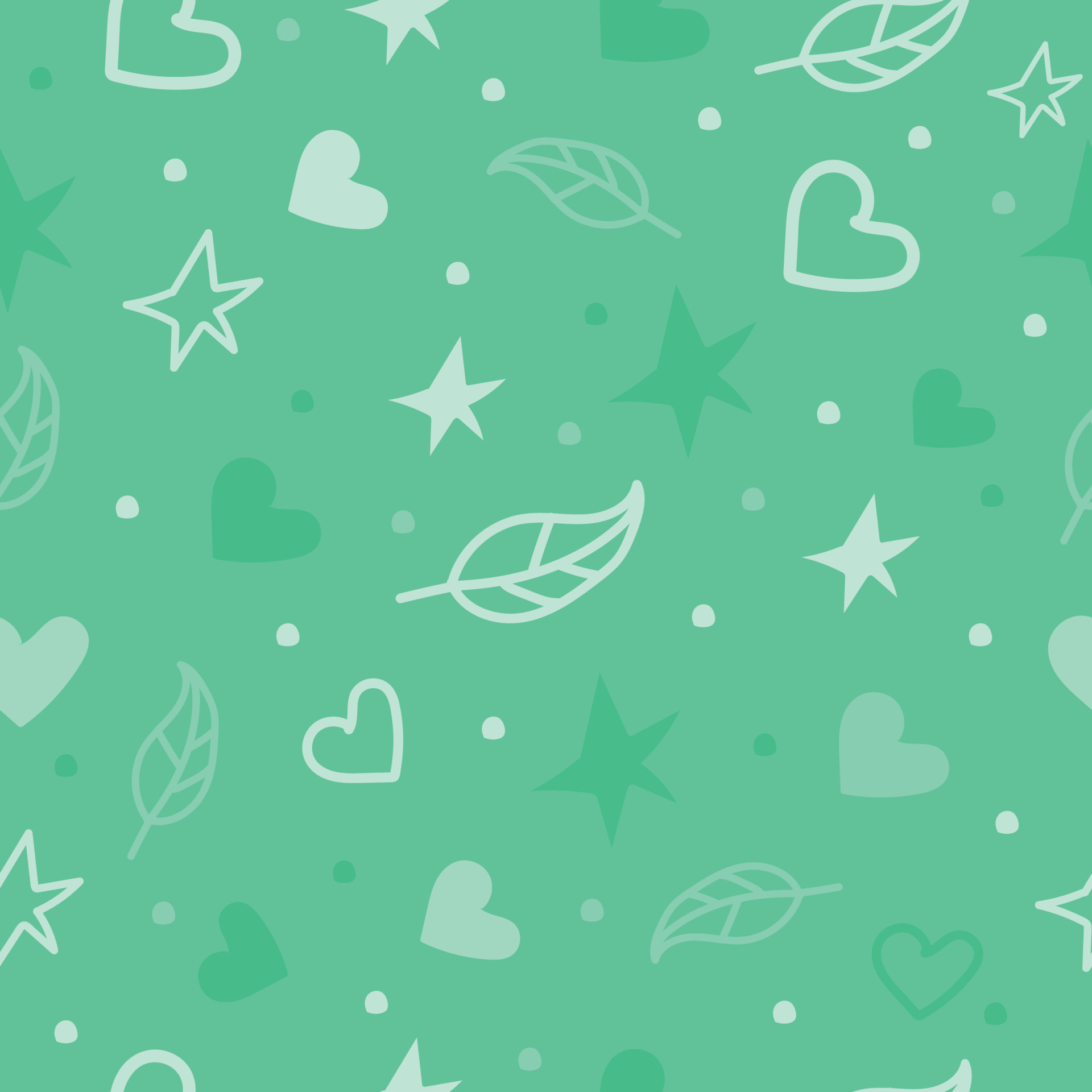 Delicate mint seamless pattern for fabric, cover, postcard, packaging.  Gentle vector design background with hearts, stars, leaves. 23212070 Vector  Art at Vecteezy