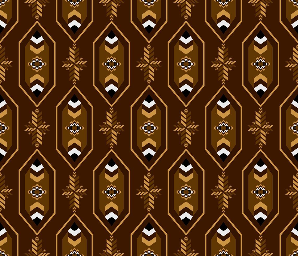 Ethnic folk geometric seamless pattern in brown vector