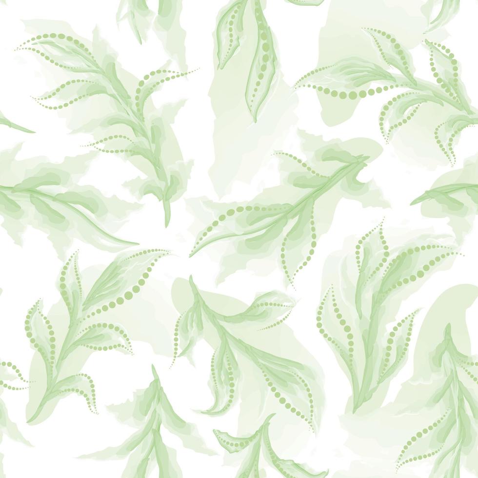 Floral seamless pattern. Branch with leaves ornamental texture. Flourish nature summer garden watercolor textured background vector