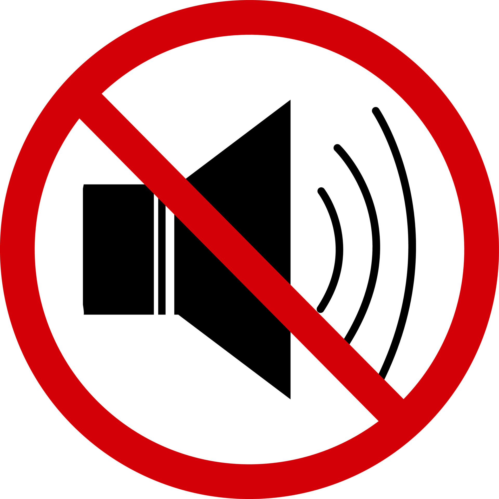No loud sound sign. Prohibition sign, do not make noise. Red slashed