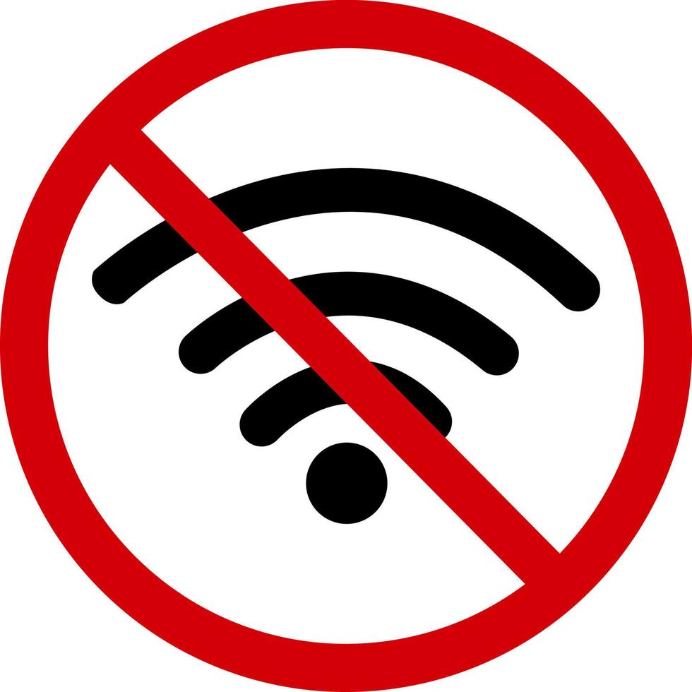 No wifi sign. Prohibition sign, no wifi zone. A red crossed out circle with a wifi icon inside. Wifi is not allowed. WiFi ban. Round red stop wifi sign. vector