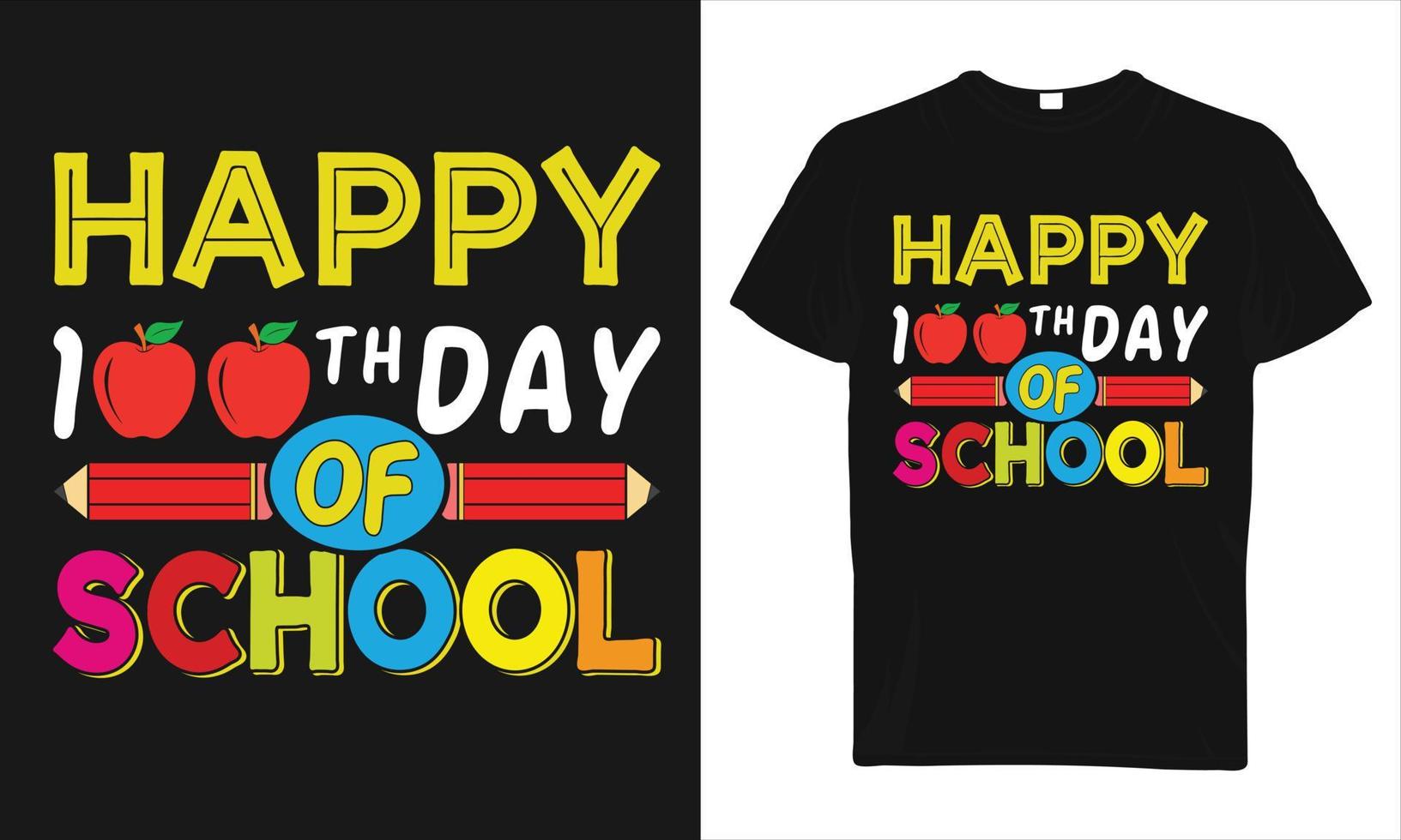 Happy 100th day of school quote for t shirt design, poster, banner, sticker and greeting card. vector