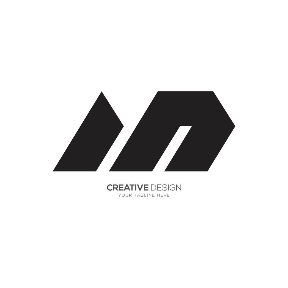 Letter M N or N M modern unique shape black monogram logo vector