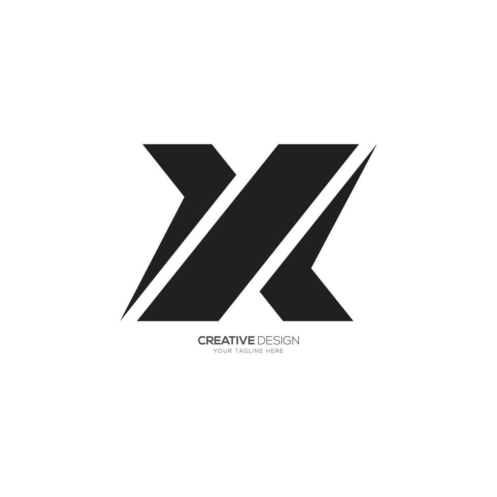 Modern shape letter X with arrow flat abstract black logo vector