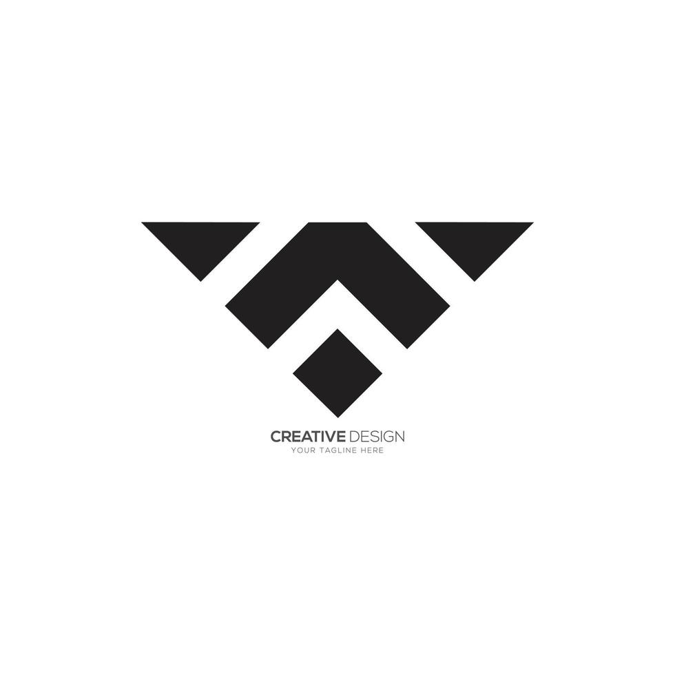 Modern shape letter A V or V A flat monogram triangle black logo vector