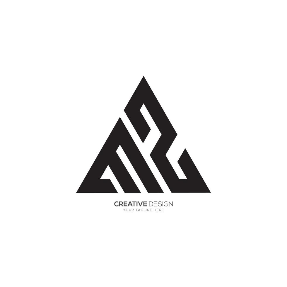 Triangle letter M Z or E Z modern unique flat monogram black logo vector