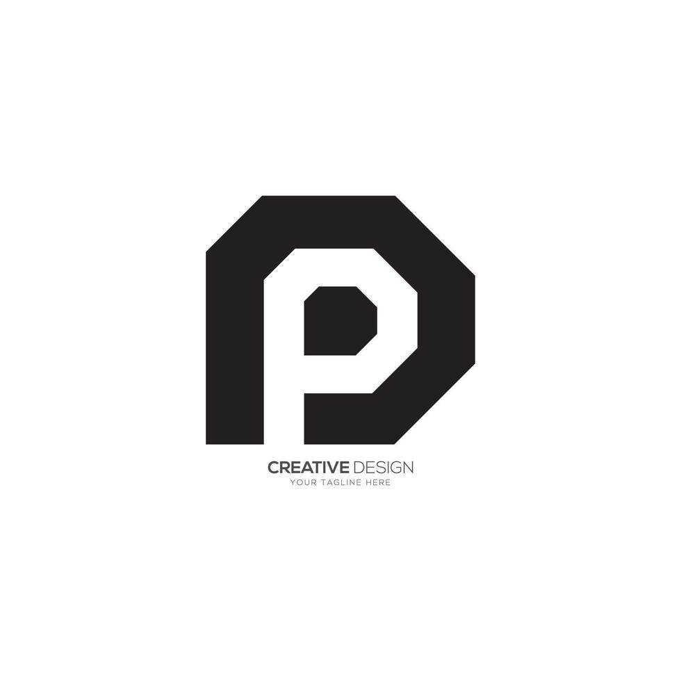 Modern letter P D or D P unique shape negative space monogram logo vector