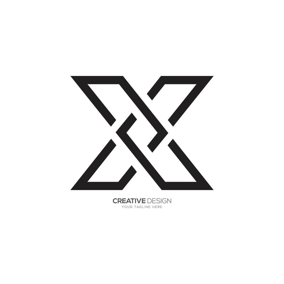 Letter X with minimal line art creative unique monogram logo vector