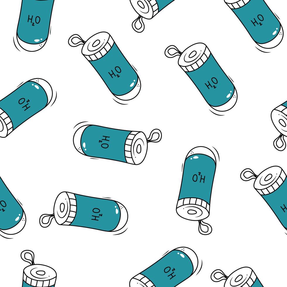 Water bottle doodle seamless pattern background. Hand drawn eco texture for fabric, wrapping, textile, wallpaper, apparel. vector