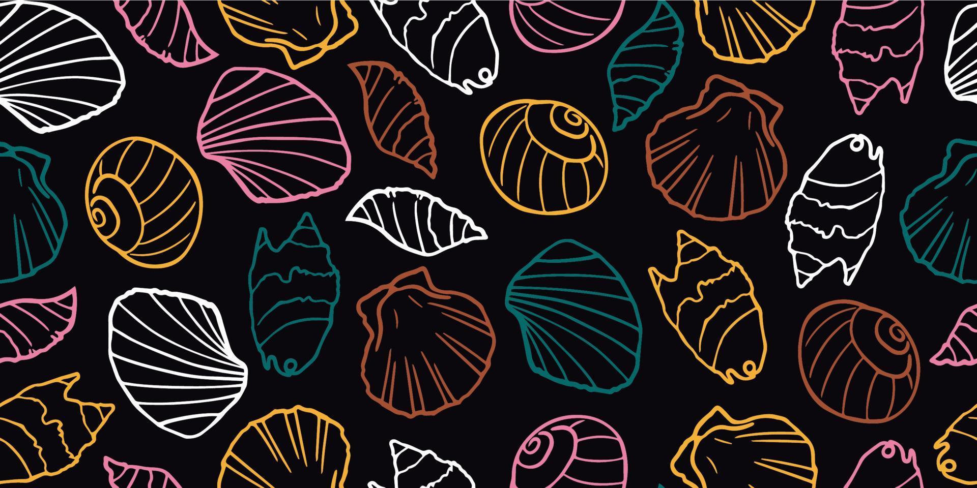 Sea shells seamless pattern. Summer beach hand-drawn seaside vector print. Creative summer modern texture for fabric, wrapping, textile, wallpaper, apparel.