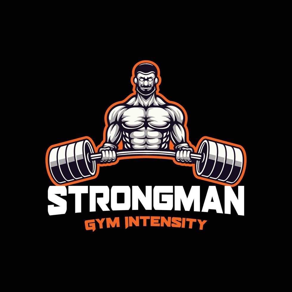 Strongman Gym Intensity vintage logo design vector