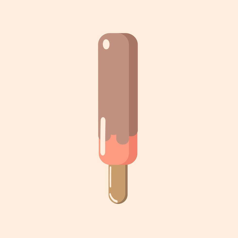 Peach ice cream in milk chocolate - multicolored ice cream on peach background with highlights looks appetizing. Vector, object, EPS10. vector