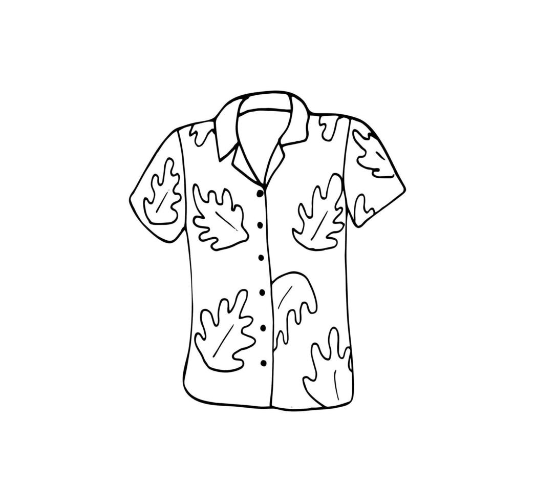 mano dibujado hawaiano de los hombres camisa, de los hombres verano ropa vector ilustración.