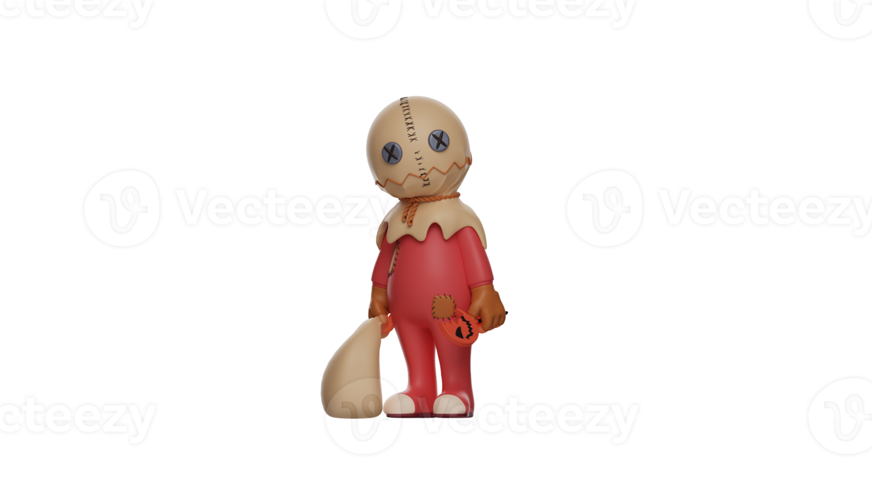 3D illustration. Kids Trick r Treat 3D Cartoon Character. Trick r Treat stood up carrying a sack. Trick r Treat cartoon is going to a party and looks scary. 3d cartoon character png