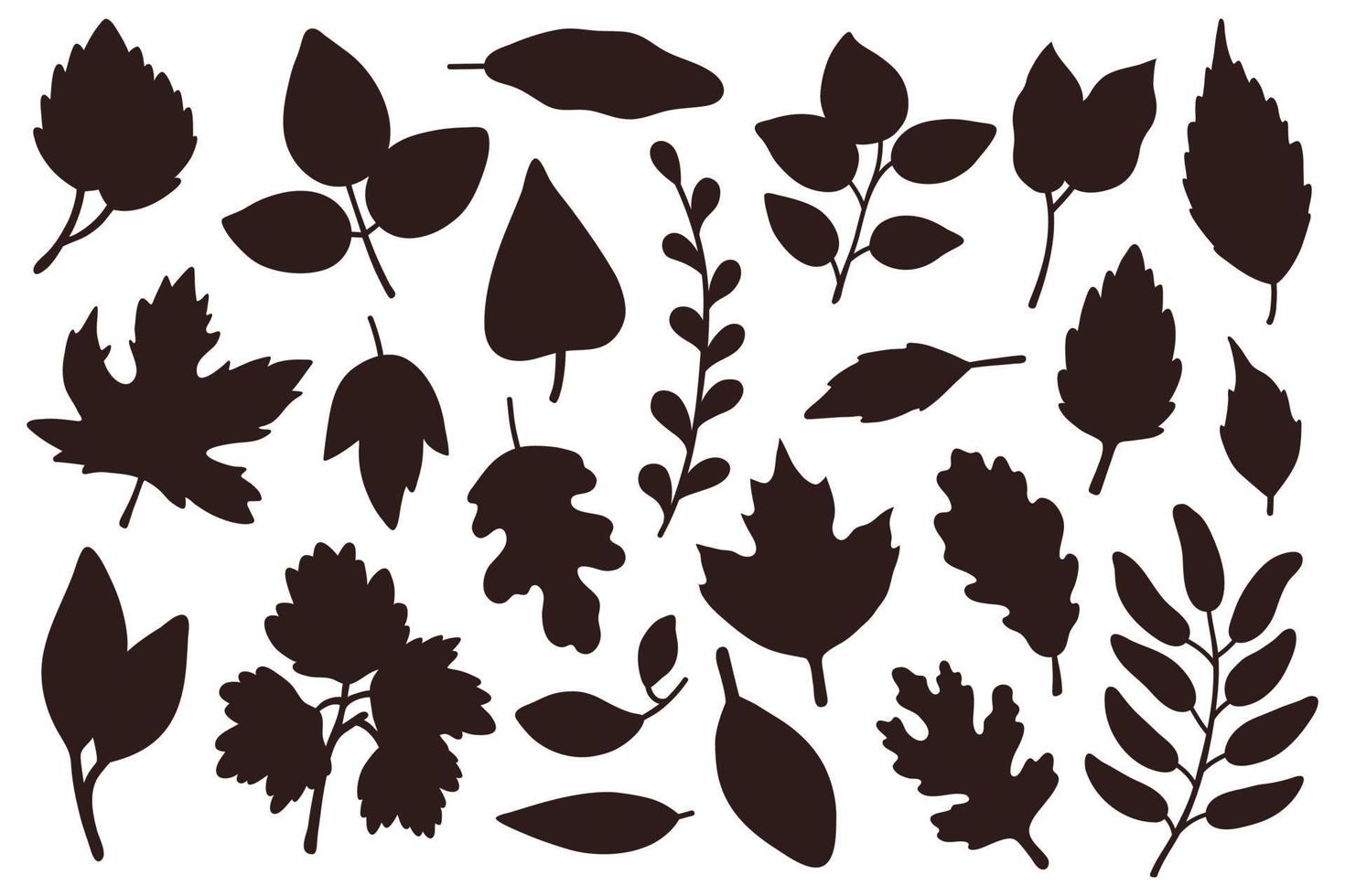 doodle silhouettes autumn leaves vector