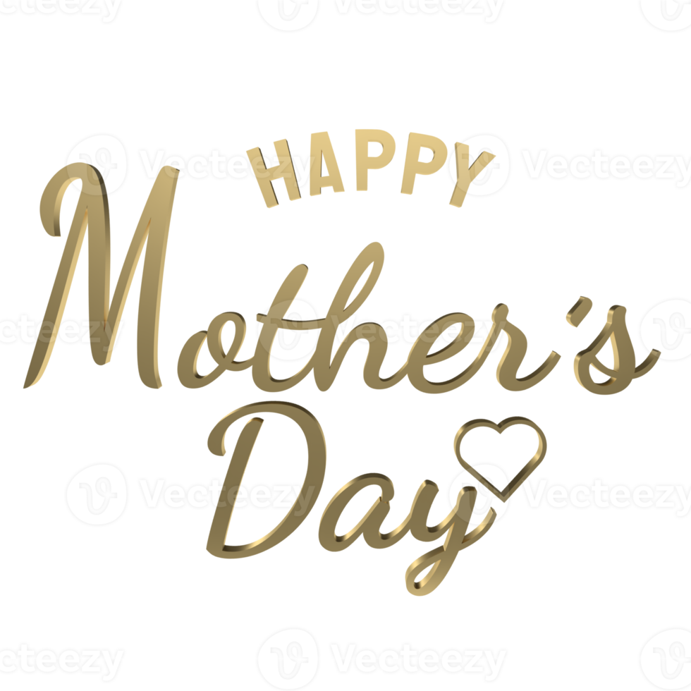 The happy mother's day gold color png