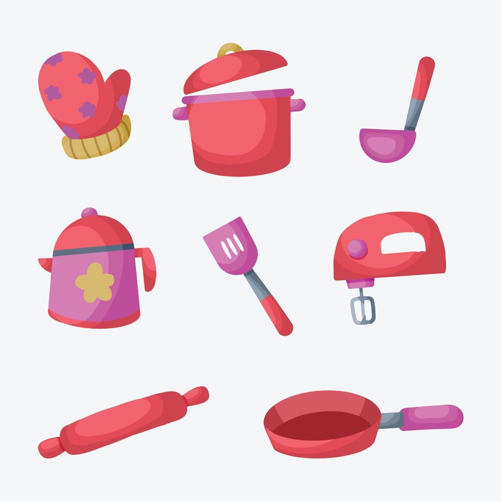 Cute Kitchen Tools Icons Collection Vector