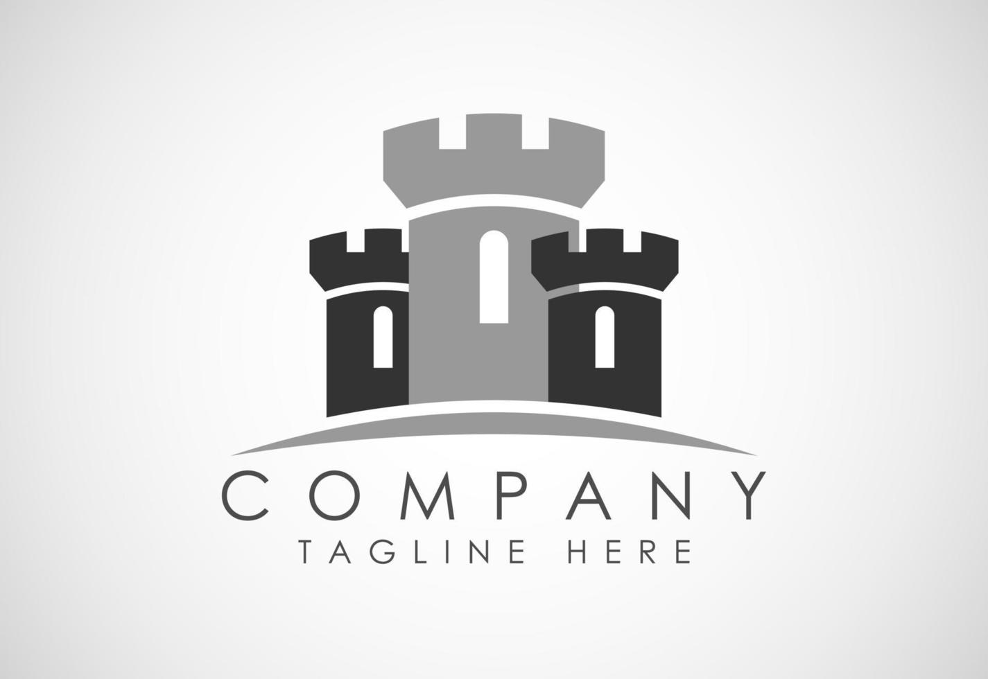 Castle tower logo design vector illustration. Castle icon sign symbol