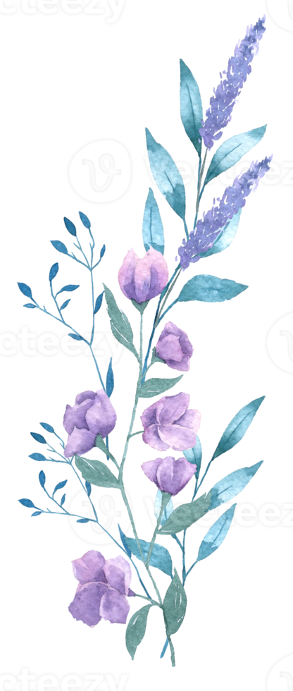 Wildflower wreath and bouquet watercolor png