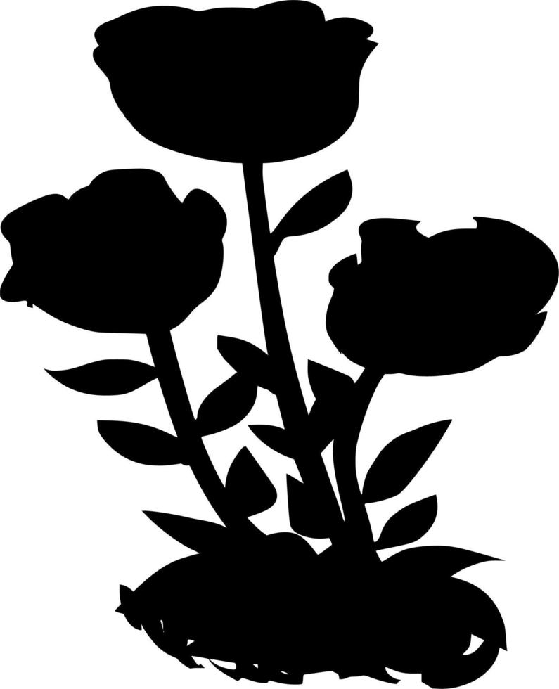Vector silhouette of Flowers on white background
